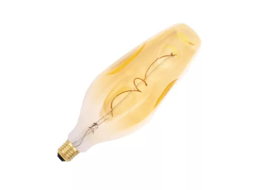 Nedes ZSF121 vintage LED izzó különleges, szabálytalan (bumped) BT110 formával, borostyán üveggel és extra meleg 2000K fénnyel.