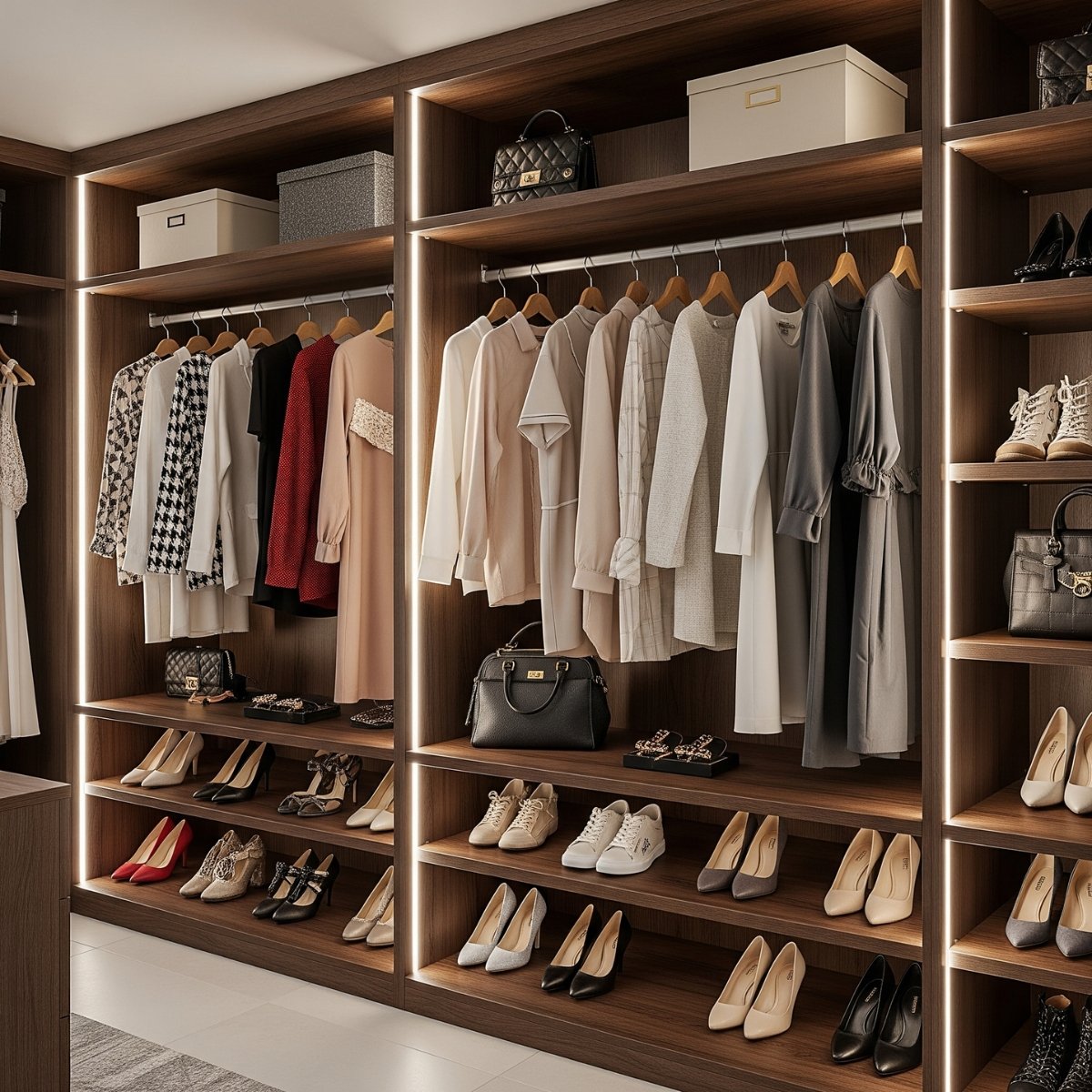 Prémium gardróbszekrény polcvilágítása homogén COB LED szalaggal