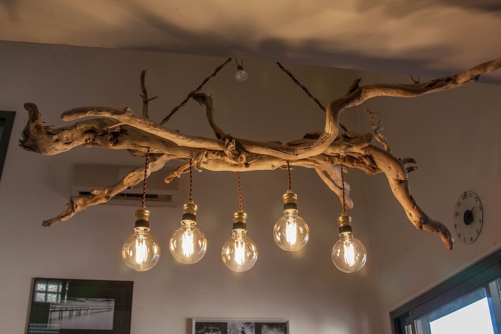 Kreatív otthoni fa és LED világítás Vintage hangulat
